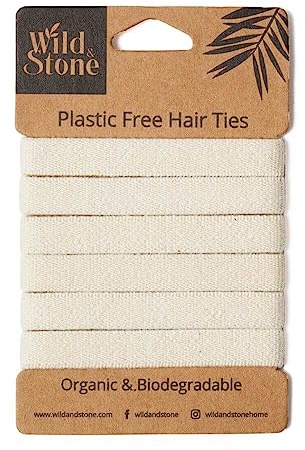 Wild & Stone 6 Stück | 100% biologisch abbaubar und plastikfrei elastische Haargummis | 100% Bio-Baumwolle und natürlicher pflanzlicher Gummi | keine Falten Pferdeschwanzhalter (Blond)