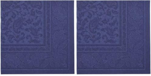 PAPSTAR 50 Servietten ROYAL Collection 1/4-Falz 40 cm x 40 cm dunkelblau Ornaments (Packung mit 2)