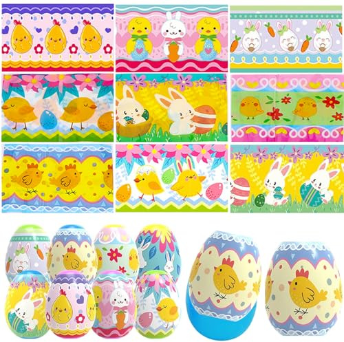 GoldRock Plastikfolie für Ostereier zum Aufhängen,50 Stück Ostern Deko Membrane,Osterdeko Hasen,Hühner,Ostern Dekoration,Bunt Osterdeko Basteln,Ostereier Äußere Membran,Ostereier-Film,Bunte Eierfolie