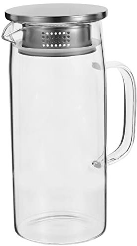LIFKOME Carafe Verre Transparent Avec Couvercle Cruche à Eau Froid Et Chaud Idéale Pour Jus Et Thé Glacé Convient Au Réfrigérateur Et Aux Événements Familiaux