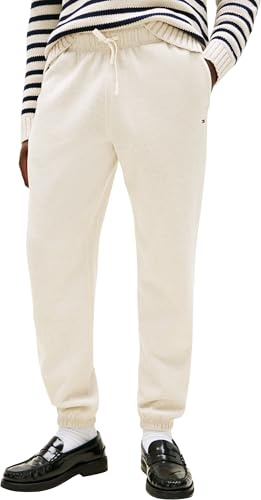 Tommy Hilfiger Uomo Pantaloni da Jogging Essential Fleece con Coulisse, Beige (Heathered Oatmilk), L