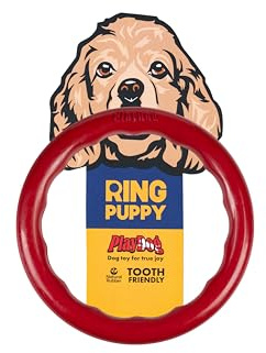 PlayDog Ring Puppy – Welpenspielzeug aus Naturkautschuk | Kauring für kleine Hunde & Welpen | Interaktives, leichtes Hundespielzeug zum Werfen & Kauen | Robust, zahnschonend & langlebig, Ø 11 cm