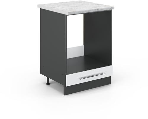 Vicco Meuble pour Four Fame-Line, Blanc Haute Brillance, 60cm, PT Marbre, à Combiner avec d'autres modules de la série Fame-Line