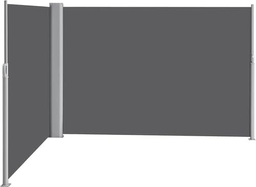 YXINAER Toldo Lateral Retráctil Toldo de Doble Cara for Patio, toldo retráctil con Pantalla Lateral, toldo de poliéster for protección Solar(Gray 236x 63in)