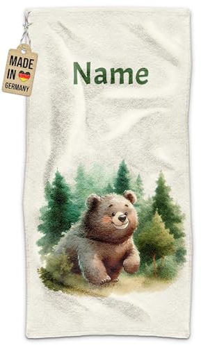Print Royal PR Kinder-Handtuch mit Name personalisiert - Bär- Geschenk für Jungen und Mädchen, Kindertag, Schwimmunterricht | Handtuch Personalisieren 140 x 70 cm