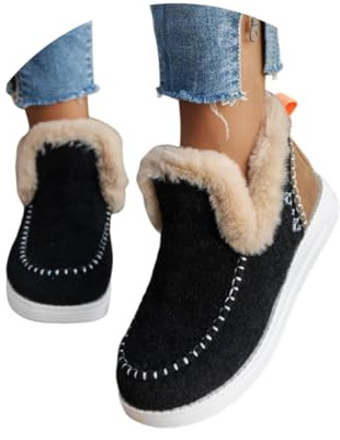 Générique Chaussures Fourrées Femme De Neige Chaud Fourrure Cheville Bottines Antidérapant Boots Fourrées Femme Chaussures pour Hiver Chaussons