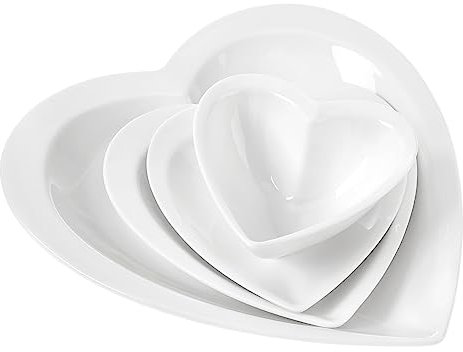 MAGICLULU 4piezas Cuencos Cerámica Corazón Para Condimentos y Aperitivos Plato Corazón Ensaladera Decoración Mesa Comedor