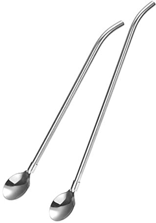 SECFOU 5pcs Spoons Straws Strainer Stirring Spoon for Tea Milk Dessert for Family Gatherings Outdoor Activities Office