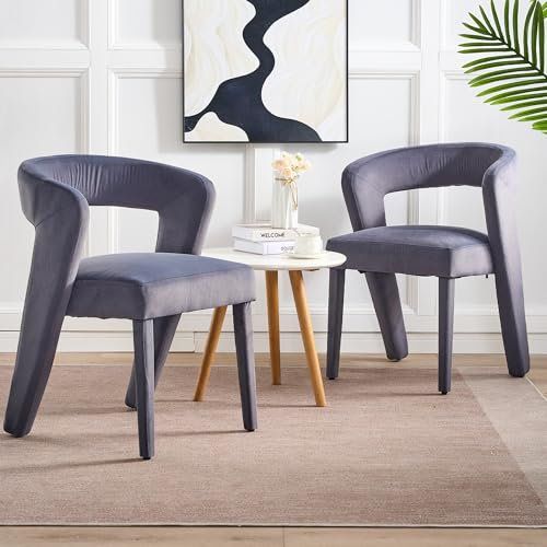buiesjole 2er Set Neuheit Sessel, Loungesessel, Polsterstühle, Einzelsofa, Wannenstuhl, Einzelner Stuhl, 59x60x79 cm, Samt, Tragfähigkeit 150 kg, Grau