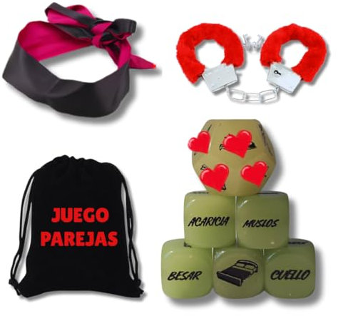 MP MARCHPEREIRA 6 Dados Eróticos para Pareja - Juego Erótico + Antifaz + Esposas - Regalo Original (Exponer Juego a la Luz)- Regalo Original Pareja