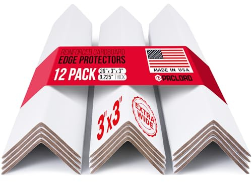 Paclord Extra-Wide 36 x 3 x 3 Reinforced Cardboard Edge Protectors (Pack of 12) – 0.225 Heavy-Duty Thickness – Cardboard Edge Protectors for Shipping – American Quality Pallet Edge Protector