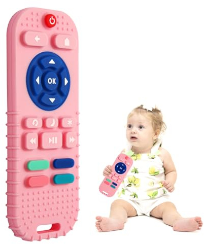 Hooku Silicone Teething Toys for Babies 0-6 Months, Teethers for Babies 6-12 Months, Remote Teether for Baby, Sensory Toys for Babies, Baby Chew Toys