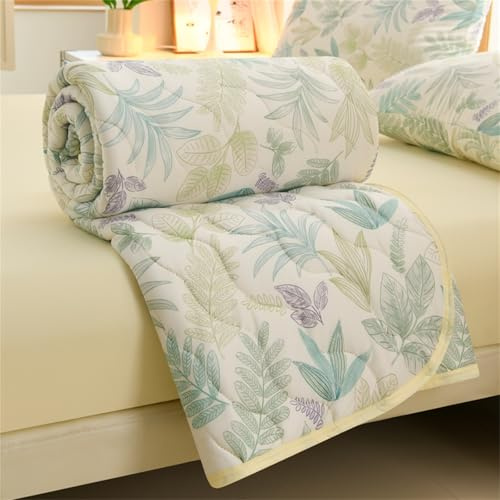 Odot Couette sans Housse Lavable 4,5 Tog, Couette Réversible Ete Legere et Fine - Douce et Confortable, Légère Respirante Couverture Quilting d'Été (Feuilles de Plantes,200 * 230cm)