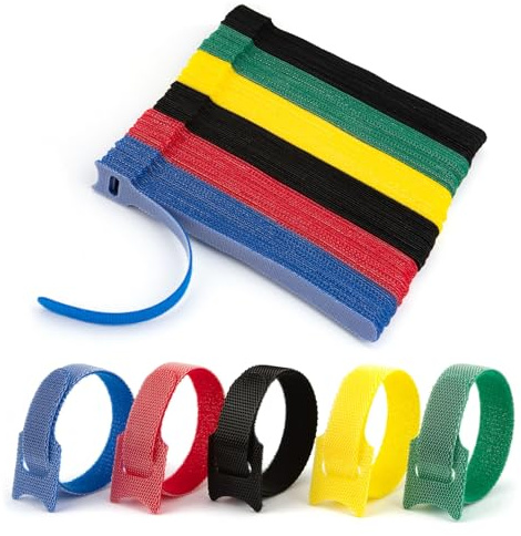 Klett Kabelbinder,60 Stück Klettband Kabelbinder,Klettbänder - Wiederverschließbares Klettband (150X12Mm), Ideal Für Kabelmanagement In Büro, Haushalt Und Garten (Farbig, 60 Stück)