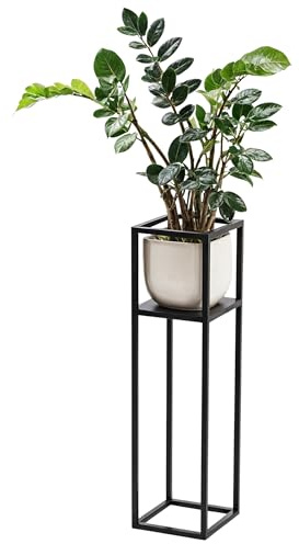 FRAMADO - Blumenständer - Pflanzenständer aus Metall - 21x21x70cm - für Wohnzimmer, Küche, Büro - Loft, Industrial Style - Schwarz, Korrosionsbeständig, Modern, Eckig - Corda