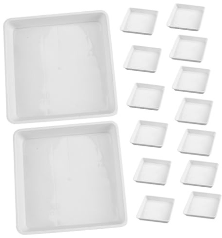 Mikikit Platillos para Macetas para Plantas Cuadrados para Jardín Bandejas de Goteo Resistentes y Duraderas, Base Alta Dureza Que, Adecuado para Mantener el Espacio Exterior