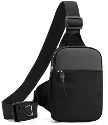 XFSRG Schultertasche Herren Brusttasche Fashion Crossbag Freizeitstil Umhängetasche Herren Oxford-Stoff Crossbody Bag für Alltag und Reisen Handys und Schlüssel Aufbewahren (Schwarz)