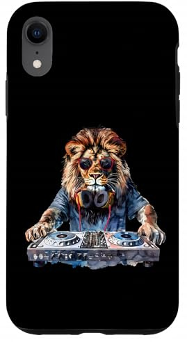DJ Lion DJ Dance Party Music Tocadiscos Disco Jockey Animal Carcasa para iPhone XR