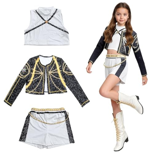 DAZZTIME Kit de Déguisement Halloween pour Filles,Déguisement Enfant,Vêtements Pour Filles Tenues,Cosplay Deguisement,pour les Carnavals,Carnavals et Soirées à Thème
