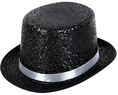 powerking Top Hats for Men Women Adults, Shiny Tuxedo Costume Magician Hat Victorian Dress Up Christmas Topper Hats, Fancy Dress Party Headwear Accessory