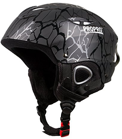 TentHome Skiing Helmet Women Men Ski Snowboard Helmet Snow Sports Adjustable Helmet Visor with Removable Fleece Ear Pads (Black, Small)
