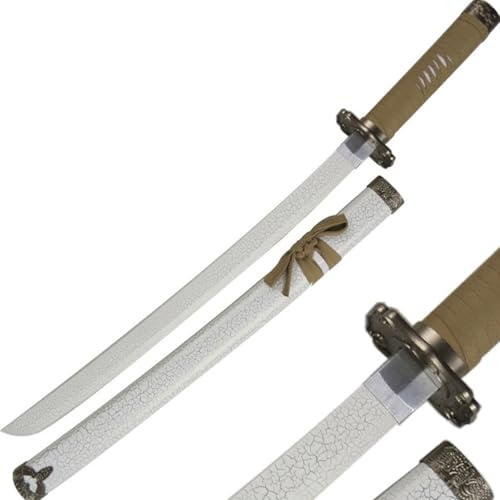 Samurajsvärd, böjd träningsbokken med mantel, Katana rekvisita för cosplay, display och samlingsdekor