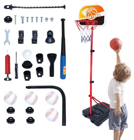 Kinder Basketballkorb 4 1 – Höhenverstellbares Basketballtor Für, und Mädchen Weihnachten Geburtstag, Spielzimmer Garten Outdoor | Multipurpose Outdoor Indoor Utility Sturdy