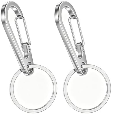 Stainless Steel Key Ring, 2 Pack Heavy Duty Carabiner Keychain Quick Release Key Ring Carabiner Clip Holder for Keys, Cars, Purse Charms, Silver