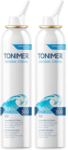 Tonimer Strong Spray Isotonic 300 – 200 ml – Soluzione Isotonica Sterile di Acqua di Mare – Getto Forte per Rimozione e Fluidificazione del Muco – Ideale per Adulti (Confezione da 2)