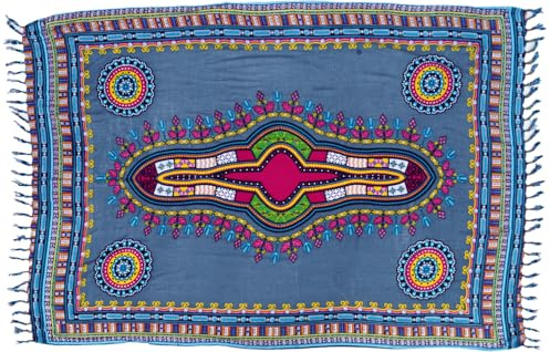 Guru-Shop, Dashiki Bali Sarong, Appeso al Muro, Gonna a Portafoglio di Design Afro, Abito da Sarong, Grigio, Sintetico, Dimensione Indumenti:One Size, 160x110 cm, Parei, Teli da Mare