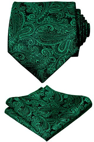 Alizeal Handmade Paisley Floral Tie with Pocket Square Set