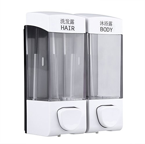 Fdit Shampoo-Spender, 2 Kammer Seife und Dusche Dispenser2 X 350 ml Bad Wand montiert Seife Shampoo Desinfektionsmittel Spender Lotion Liquid Pumpe