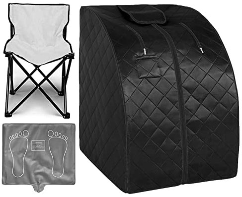 ZONEMEL Sauna Portatile a infrarossi, Sauna Completa per 1 Persona a casa, Tenda Singola per Spa con poggiapiedi riscaldante, Sedia da Sauna migliorata (Lunghezza 60 cm x Larghezza 80 cm x Altezza 90