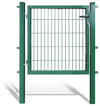 Gartentor für Stabmattenzaun, HxB: 100x100 cm, RAL 6005 grün - 200x50 mm Maschung - inkl. 60x40 mm Pfosten & Befestigungsmaterial - Schlüssel in dreifacher Ausführung