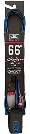 Ocean and Earth Slim Line One-xt Light Weight Comp Surf Leash 6 ft 6 Black Blue