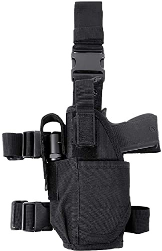 Goldmiky Beinholster Pistolenholster, Einstellbare Tactical Airsoft Pistol Drop Bein Holster Tasche, Oberschenkel Tiefziehholster taktisch für rechtes Bein zum Jagdschießen Camping (Schwarz Linke)