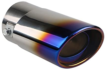 ETOPARS 62mm Tubo de Escape del Coche Universal Tubo de Punta de Silenciador de Escape Acero Inoxidable Tubo de Extremo Cola Final Automóviles Salida única Directo Azul