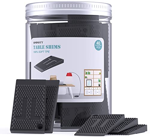 Furniture Wedges 40 Pieces, Plastic Shims for Leveling Tables Chair Fridge Toilet, Flexible Rubber Shims, DIY Furniture Levelers and Table Wedges for Home Restaurant Use, Durable and Stackable, Black