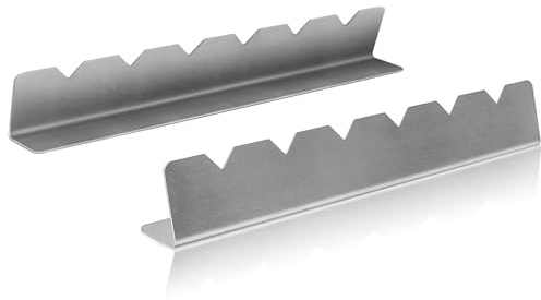 Kabob Skewers Rack Set of 2, Stainless Steel Skewers Holder with 6 Notch Compatible with Wood, Bamboo, Round, Metal, Flat Skewers for Grilling, BBQ Grilling Accessories (Pouch Included)
