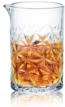 KITESSENSU Cocktail Mixing Glass 24oz 710ml - Crystal Bartender Accessories Glass Beaker to Mix & Stir Cocktails - Thick and Sturdy Bottom - Premium Seamless Design