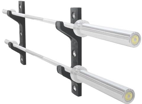 Aoneky Soporte para Barra de Pesas - Montaje en Pared, Material de Acero, Carga de 150 KG, Colgador Organizador para Colgar 2 Barras Olímpicas, Estante para Equipo Deoportivo en Gimnasio Casa, 1 Par