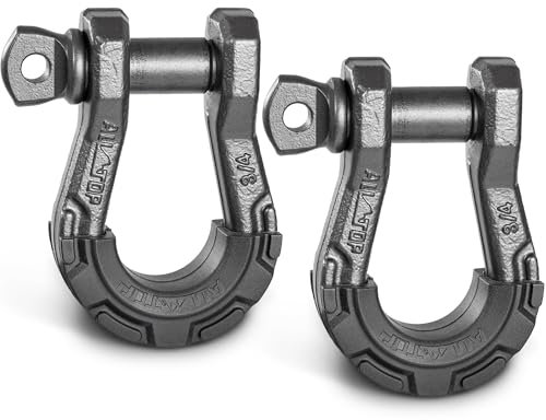 ALL-TOP Grillete de anillo en D (paquete de 2) de 3/4 pulgadas totalmente forjado con 7/8 pines, resistencia a la rotura de 80000 libras y carga de trabajo de 9 toneladas, resistente a los impactos