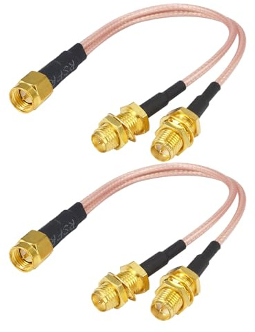 YILIANDUO SMA macho cable divisor a 2 × RP-SMA tipo V hembra adaptadores SMA WiFi conector de antena 15 cm (2 piezas)