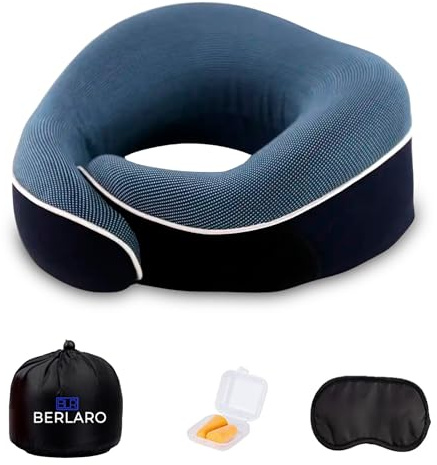 BERLARO BLR Reisekissen für den Nacken, ergonomische verstellbare und viskoelastische Unterstützung, Reisekissen, Nackenkissen für die Reise, lindert Nacken- und Haltungsschmerzen