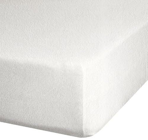 Frottee Spannbetttuch Spannbettlaken Bettlaken Bettücher Baumwolle Laken (Creme, 200 x 220 cm)