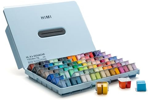 HIMI Gouache-Farben-Set, 112 Farben, 12 ml, Jelly Cup Design, ungiftige Farbe für Leinwand und Papier, Künstlerbedarf für Profis, Studenten, Kinder und mehr (Eisblau)
