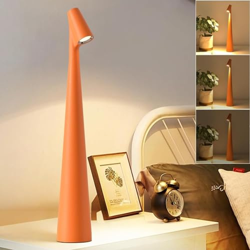 OOWOKS LED Tischlampe Kabellos Dimmbare mit Touch Control, LED Tischleuchte Akku Aufladbar, Tisch Lampe mit Batterie, Wiederaufladbar Tischlampe mit USB, Tragbare Metall Tischleuchte für Innen