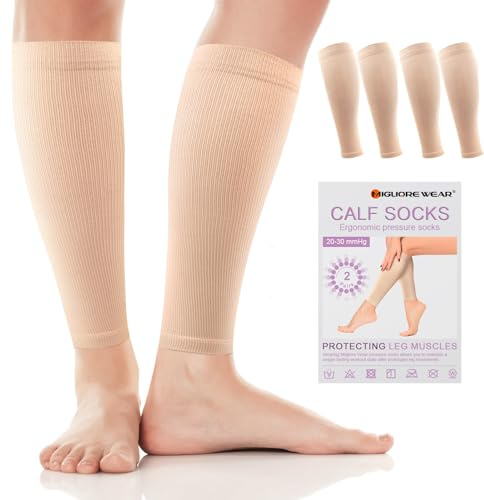 Migliore Wear 2 par kompressionsstrumpor kvinnor och män, 20–30 mmHg | Klass 2 medicinska kompressionsstrumpor, graderat stöd stödstrumpor trombosstrumpor
