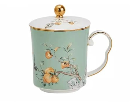 GLigeT Kaffeetassen Keramik-Teetasse mit Deckel for Mädchen, hochwertige Tasse, kreative Wassertasse, Bone China-Tasse Mug(B)