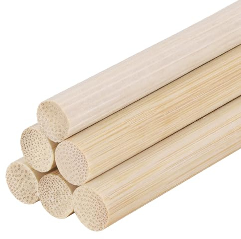 DMiotech 10er Pack 6 x 0.4 Holzdübelstangen Unbehandelte Natur Bambusstäbe Holz Bastelstäbe für Heimdekoprojekte und DIY-Basteln, Holzfarbe